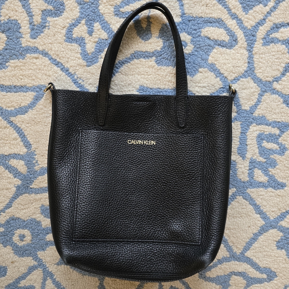 Calvin Klein Black Leather Mini Tote Bag